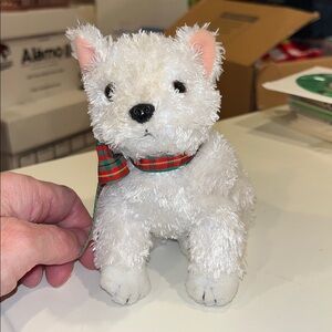 Ty Kirby beanie baby Plush Dog with Red Plaid Bow